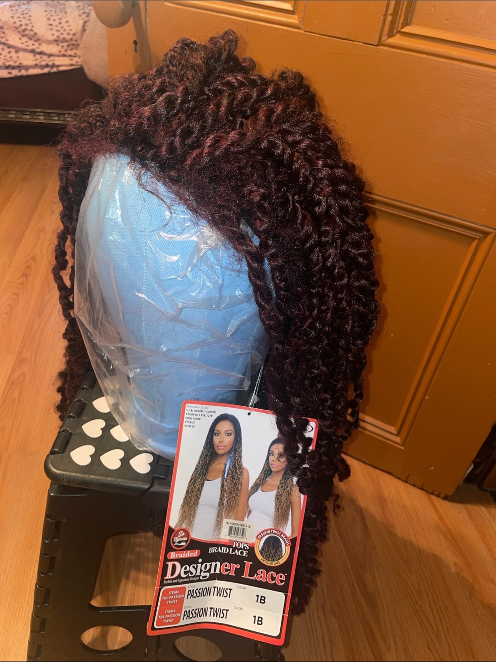 Long Burgundy Twist Synthetic Braided Wig - Lightweight Curl Texture